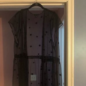 Torrid Black Floral Mesh Kimono